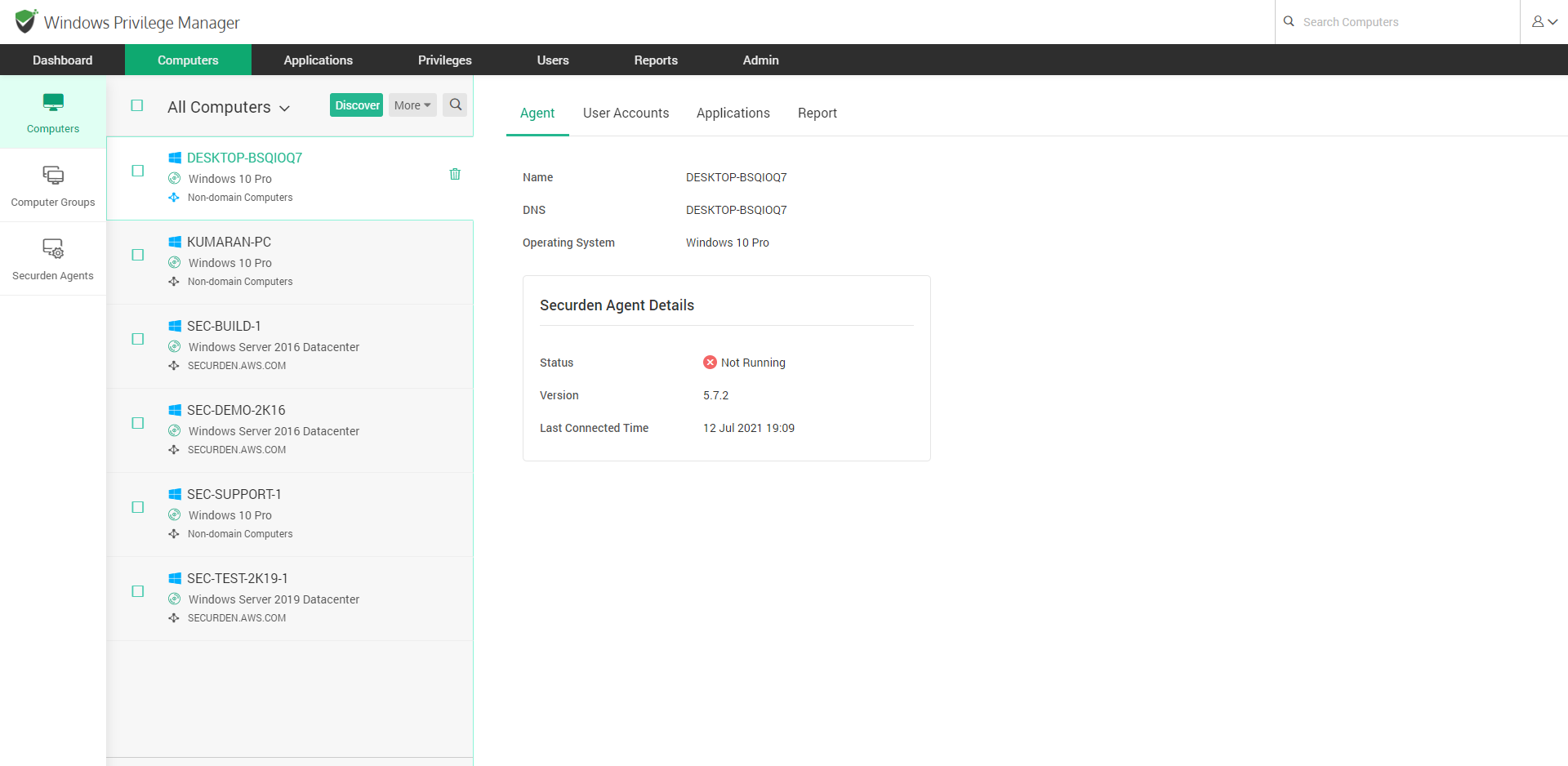 screenshot of EndPoint Privilege Manager